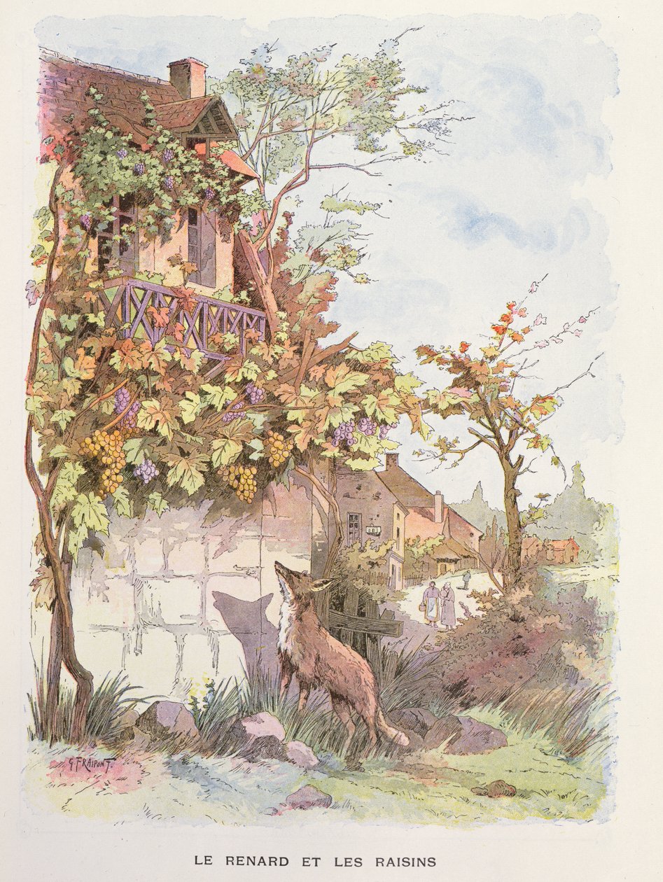 The Fox and the Grapes, ca.1900 av Georges Fraipont