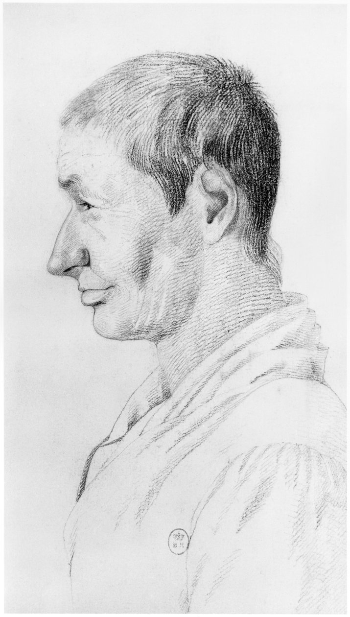 Galning, illustrasjon fra en upublisert avhandling av Jean Etienne Dominique Esquirol (1772-1840) om galningene på Salpetriere-asylet, ca. 1818 av Georges Francois Gabriel