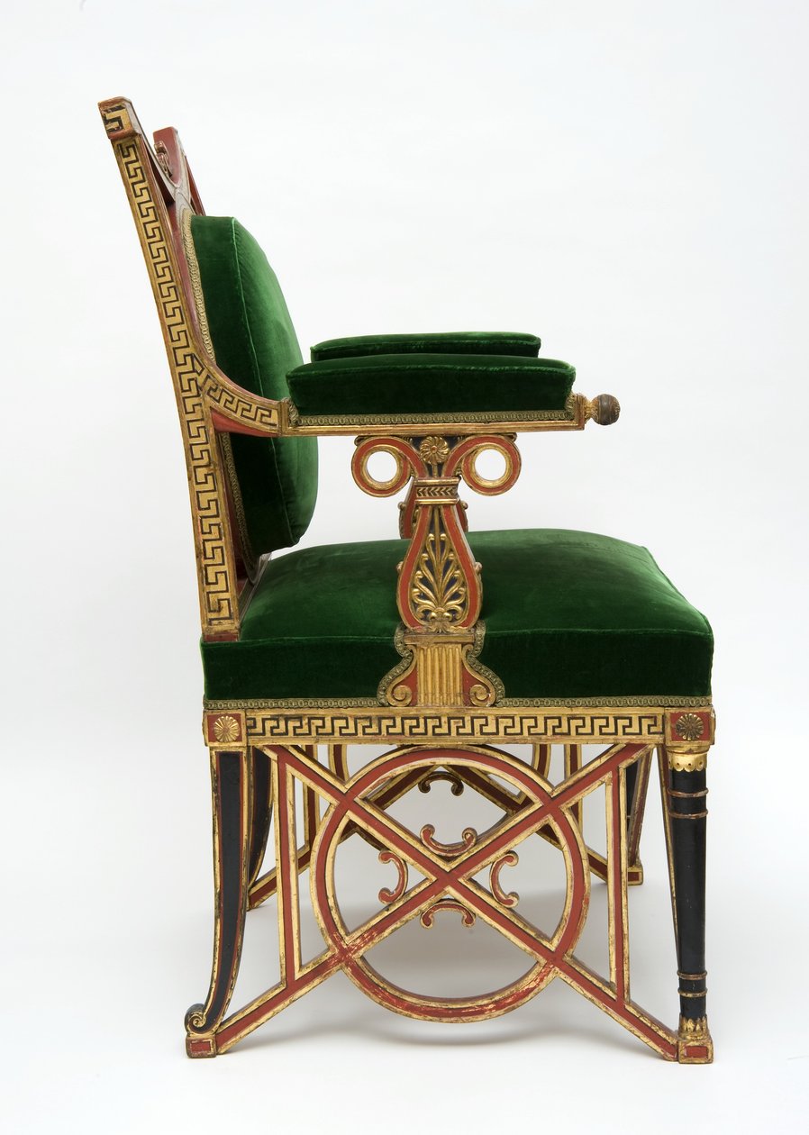 Fauteuil, ca. 1785-90 (myktre med forgylling og grønn fløyel) av Georges Jacob