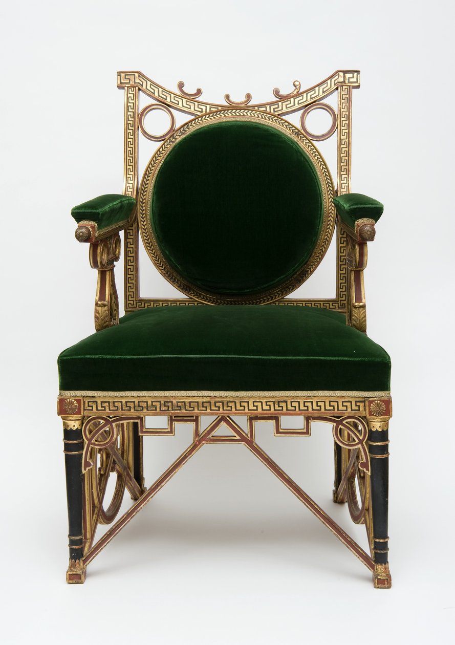 Fauteuil, ca. 1785-90 (myktre med forgylling og grønn fløyel) av Georges Jacob