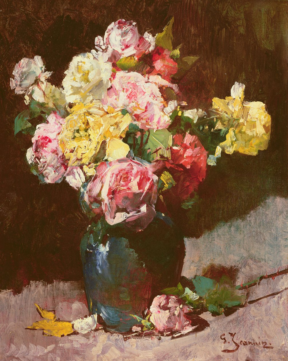 Vase med blomster av Georges Jeannin