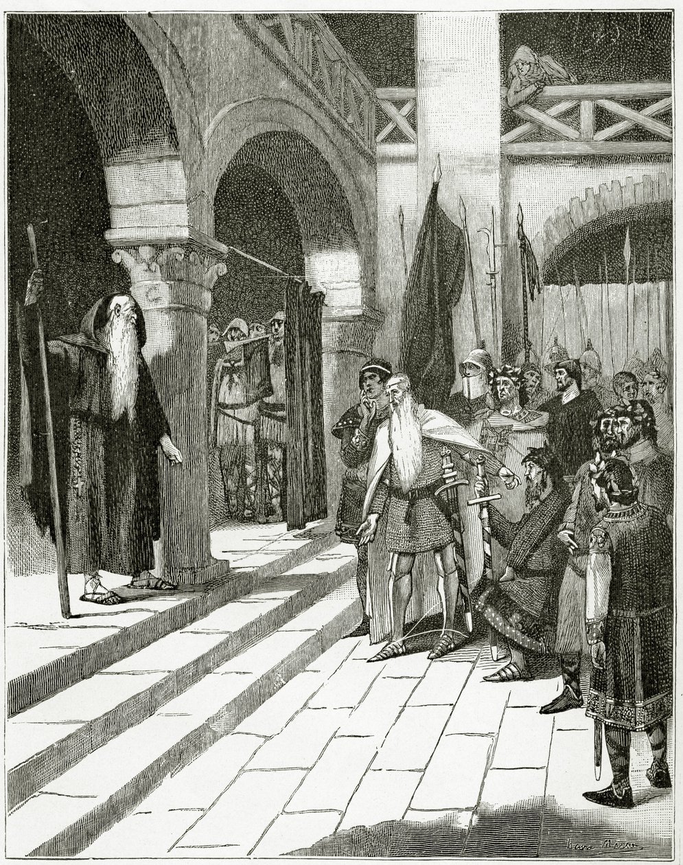 Les Burgraves, 1800-tallet (bw-gravering) av Georges Marie Rochegrosse