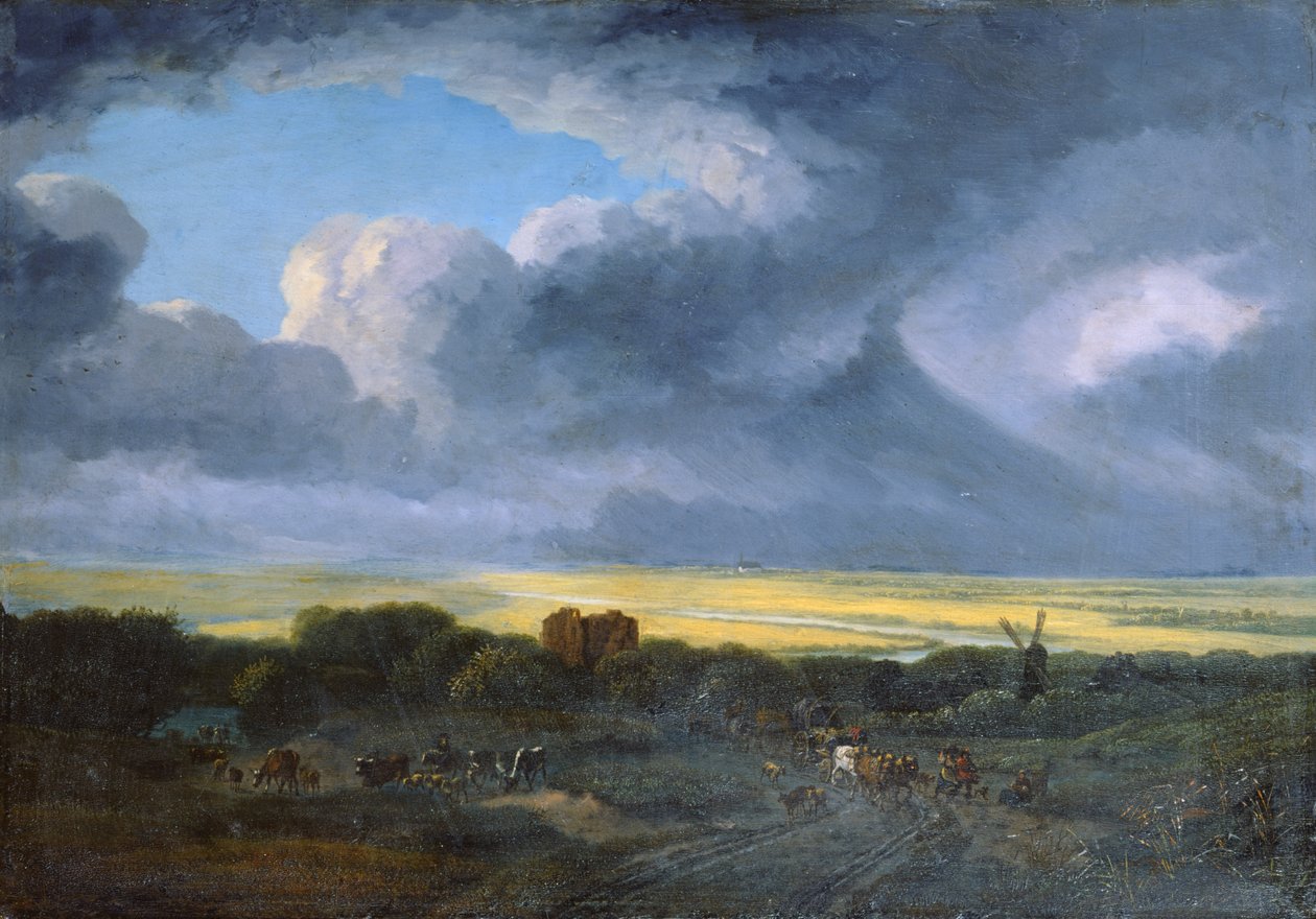 Stormfullt landskap, 1795 av Georges Michel