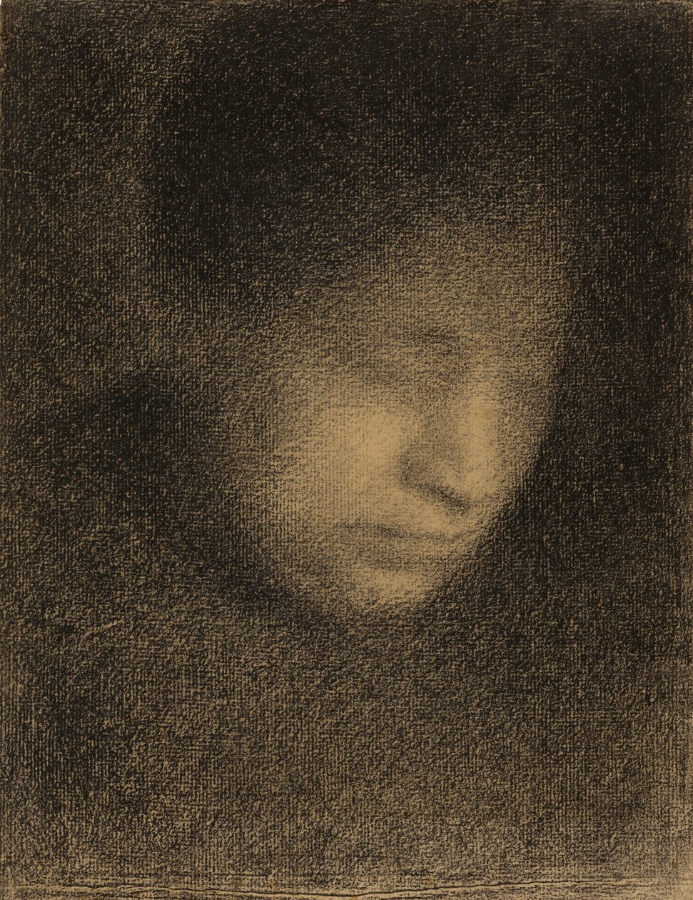 Madame Seurat, kunstnerens mor, ca. 1882-3 (conte fargestift på Michallet-papir) av Georges Seurat