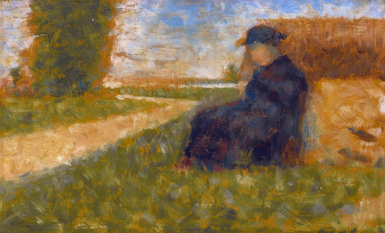 Massiv figur i et landskap på Barbizon av Georges Seurat