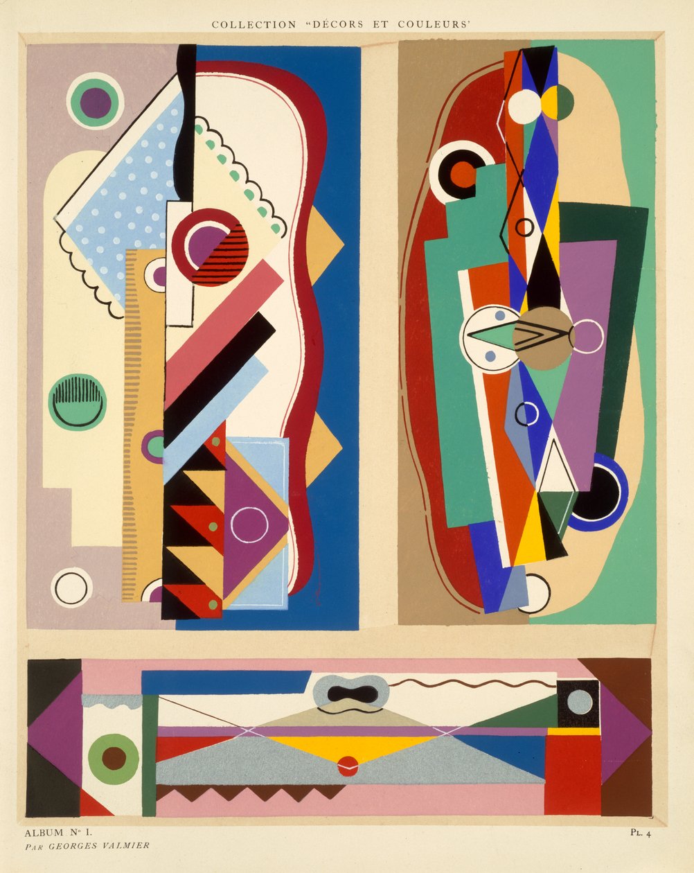 Abstrakt design, fra 'Decorations and Colours', utgitt 1930 av Georges Valmier