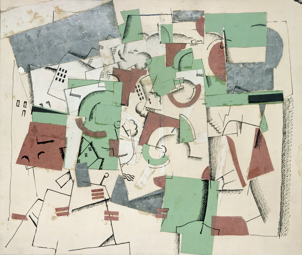 Komposisjon, ca. 1920 (collage og wc på papir) av Georges Valmier