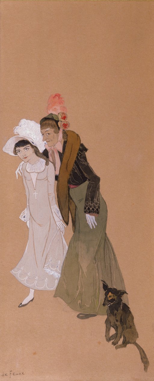 Mme Alvarez med barnebarnet sitt, Gigi, 1943 av Georges de Feure