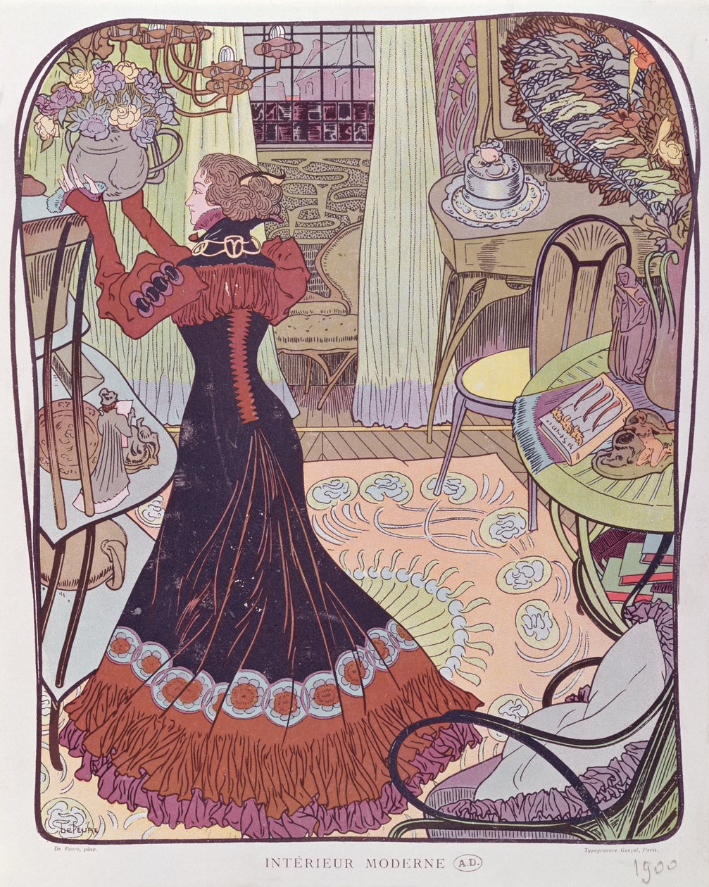 Moderne interiør, 1900 av Georges de Feure