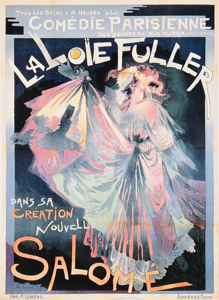 Plakat som annonserer Loie Fuller som "Salome" på Comedie Parisienne av Georges de Feure