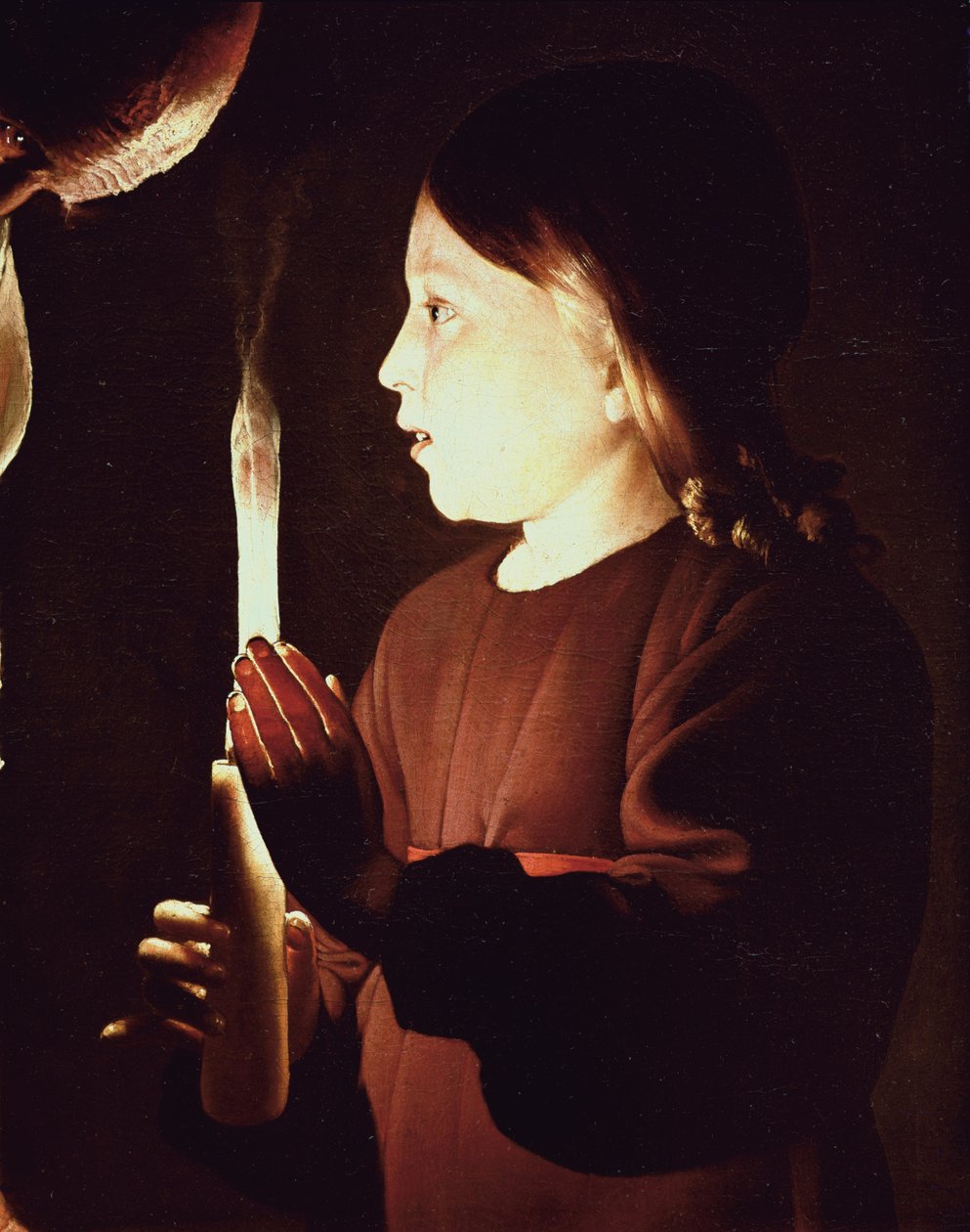St. Joseph the Carpenter, detalj om spedbarnet Kristus, ca. 1640 (detalj av 34785) av Georges de La Tour