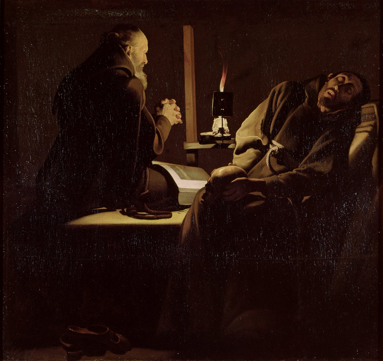 The Ecstasy of St. Francis, A Monk at Prayer with a Dying Monk, 1640-45 av Georges de La Tour