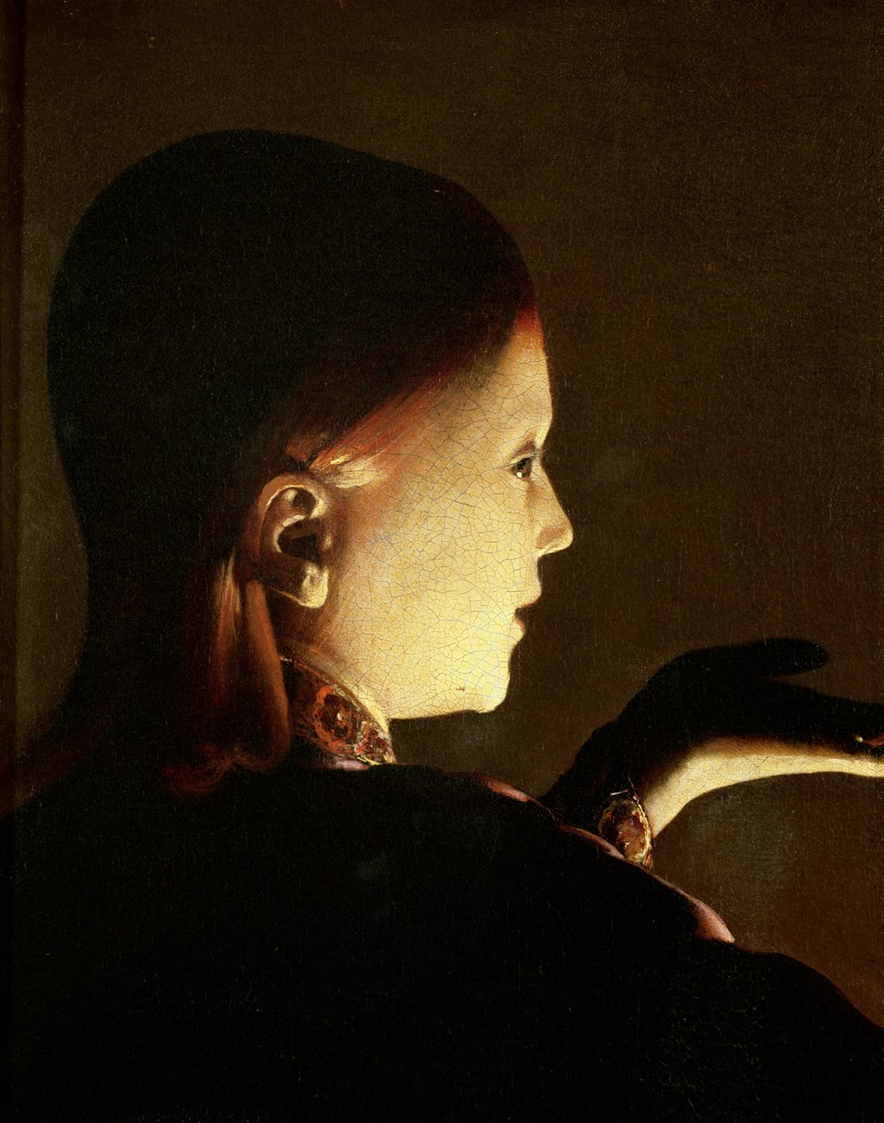 Joseph and the Angel, 1652 olje på lerret detalj av 3126 av Georges de La Tour