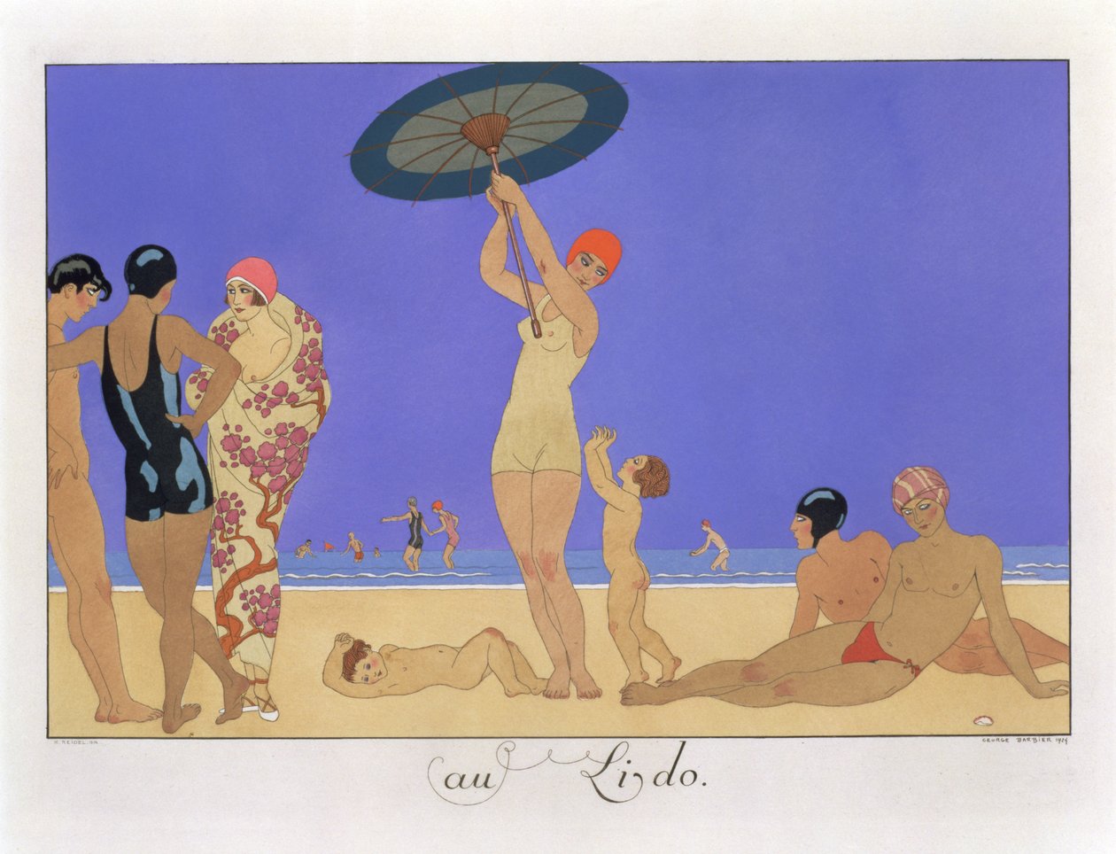Ved Lido, gravert av Henri Reidel av Georges (after) Barbier