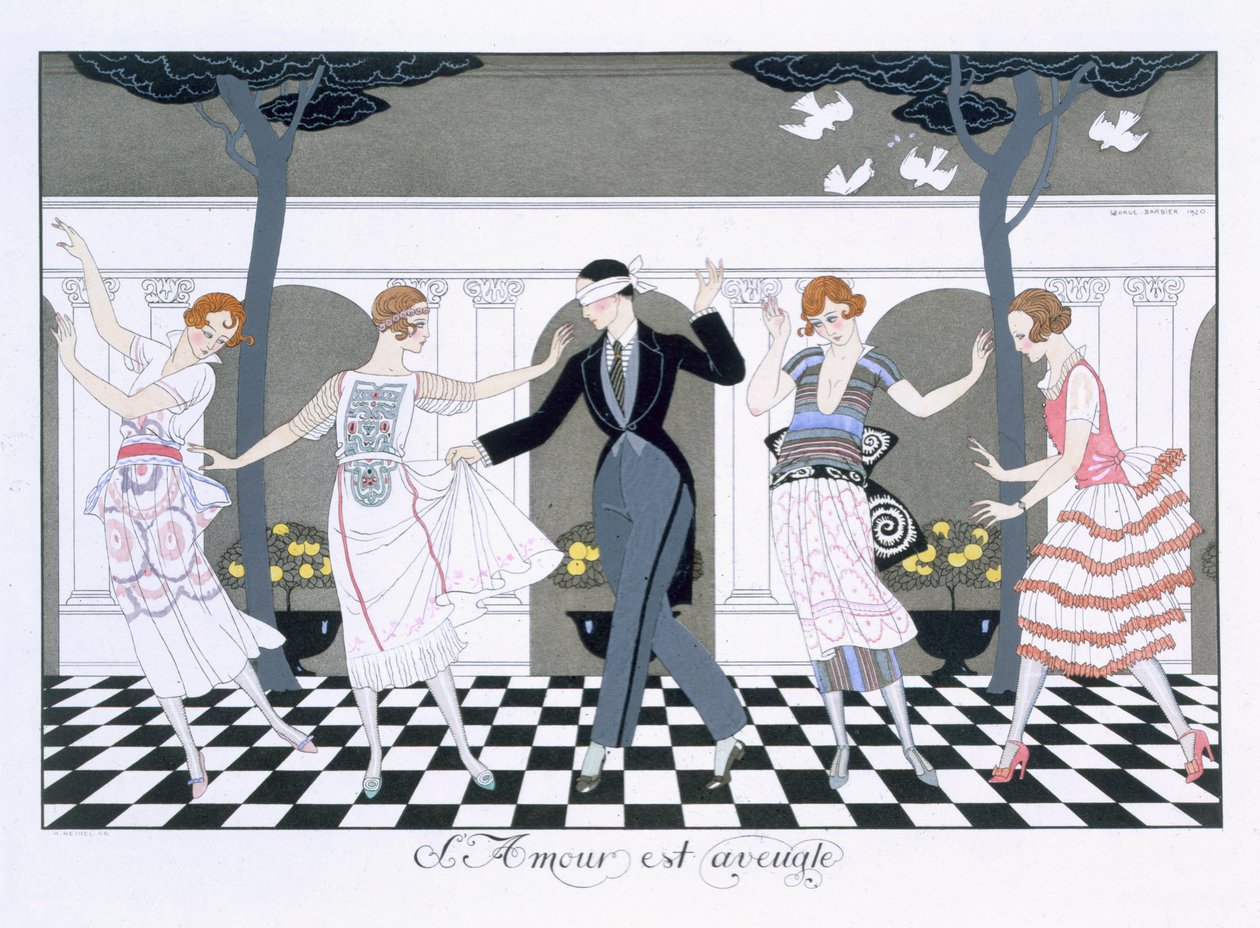 Love is Blind, gravert av Henri Reidel av Georges (after) Barbier