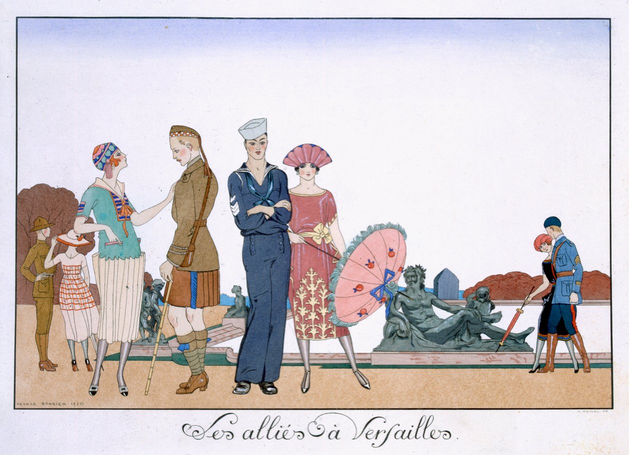 De allierte i Versailles, gravert av Henri Reidel av Georges (after) Barbier