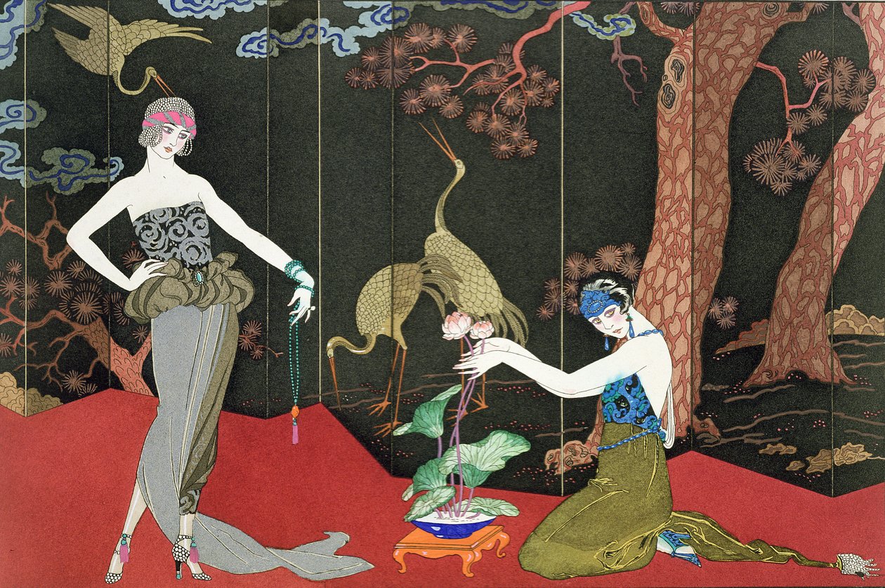 The Fashion for Lacquer, gravert av Henri Reidel av Georges (after) Barbier