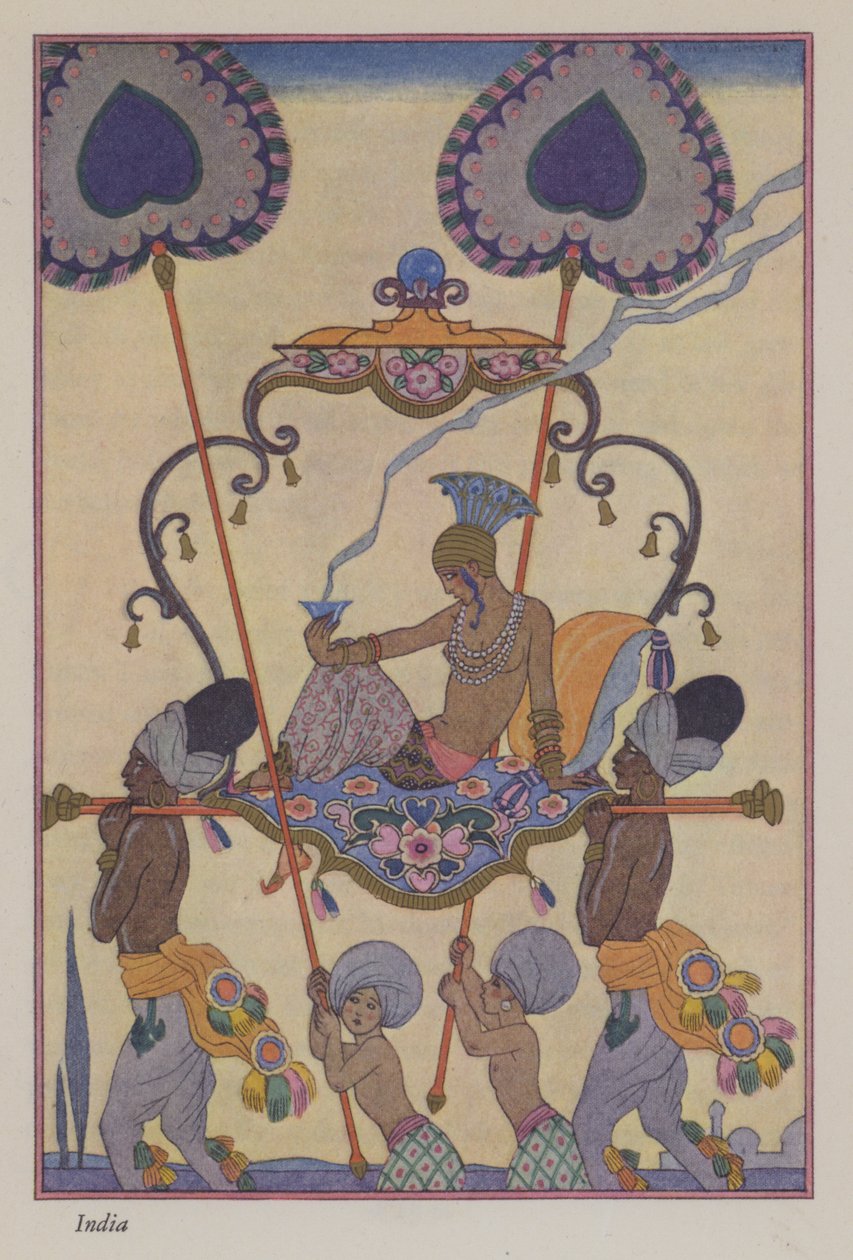 Parfymens romantikk: India (fargelitografi) av Georges (after) Barbier