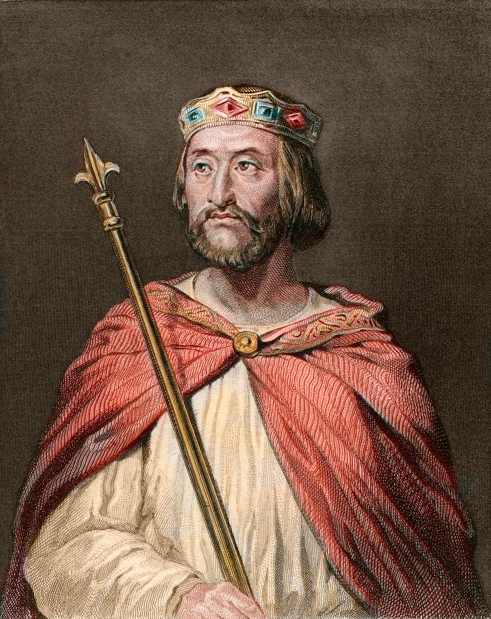 Portrett av Karl III kalt den enkle (879-929) Kongen av frankene - CHARLES III (879-929) - Karl den Enkle - Kongen av Frankrike, 893-923 - gravering etter Georges Rouget (1783-1869) av Georges (after) Rouget