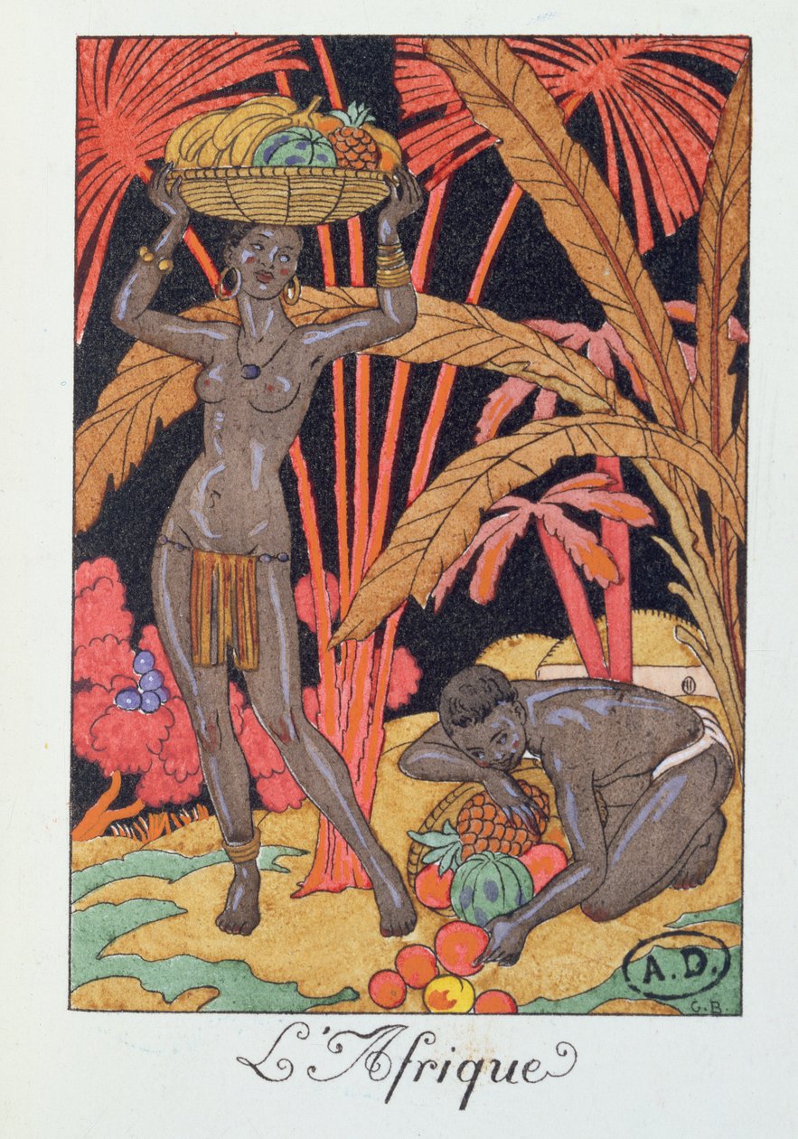 'Afrika', illustrasjon for en kalender for 1921 av Georges Barbier