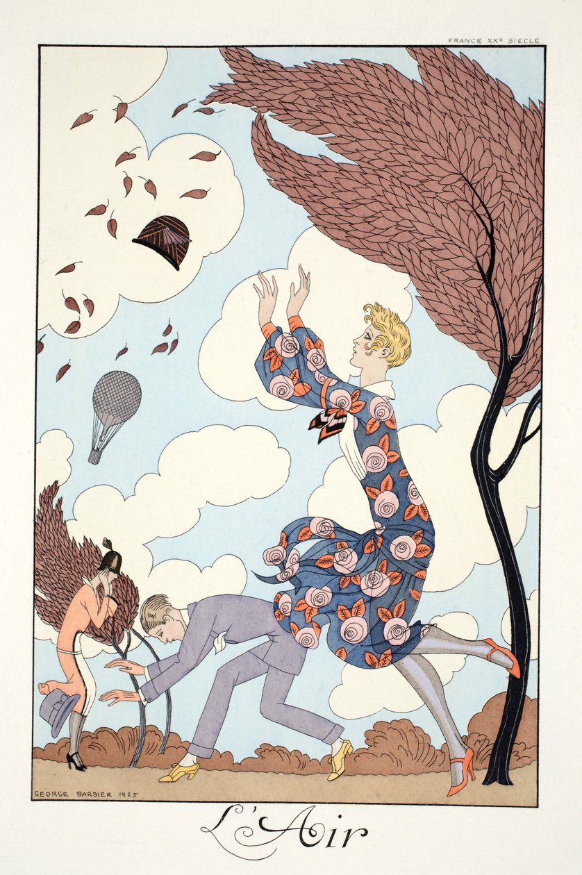 Air, fra 'Falbalas & Fanfreluches, Almanac of Present, Past and Future Modes' av Georges Barbier