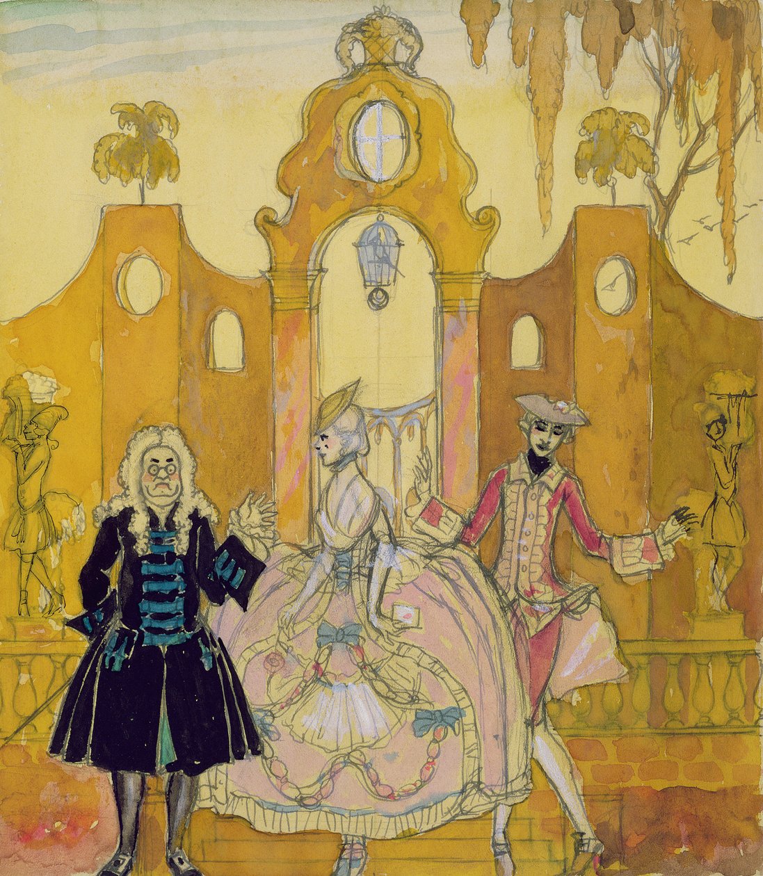 'Billet Doux' (penn og blekk og akvarell på papir) (se også 133201) av Georges Barbier