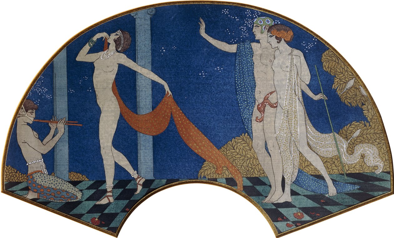 Dansende figurer på en terrasse av Georges Barbier