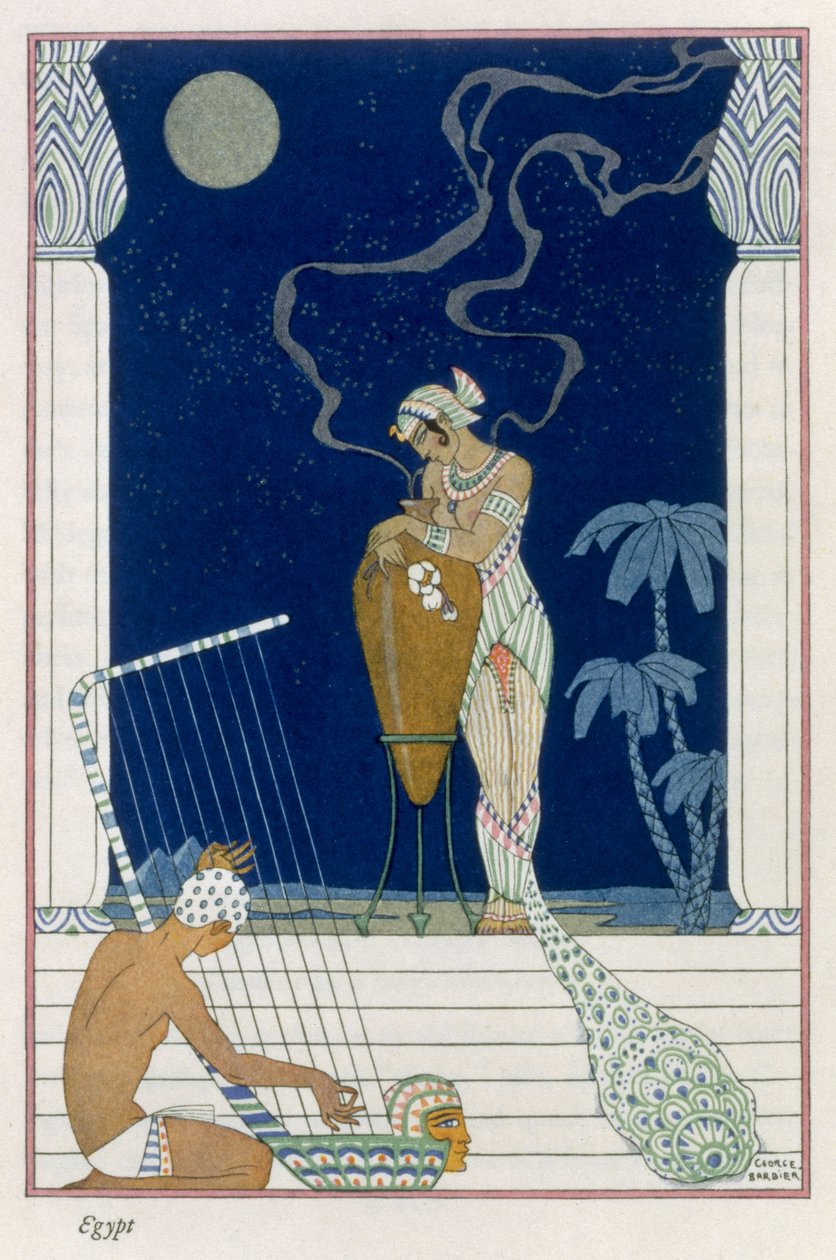 Egypt, fra "The Art of Perfume", pub. 1912 (pochoir-trykk) av Georges Barbier
