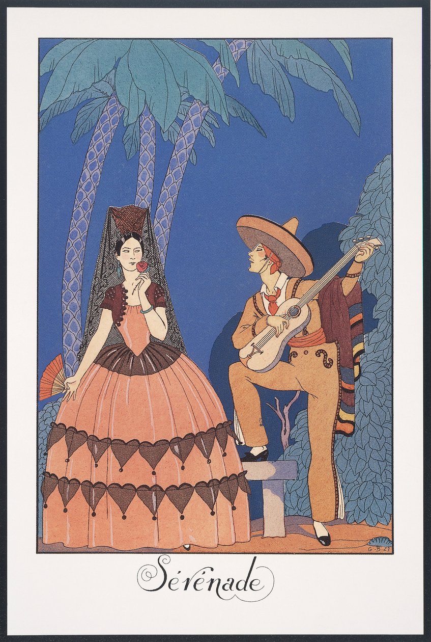 Falbalas et Fanfreluches, Almanakk for 1924, Serenade, av George Barbier, trykk av Georges Barbier