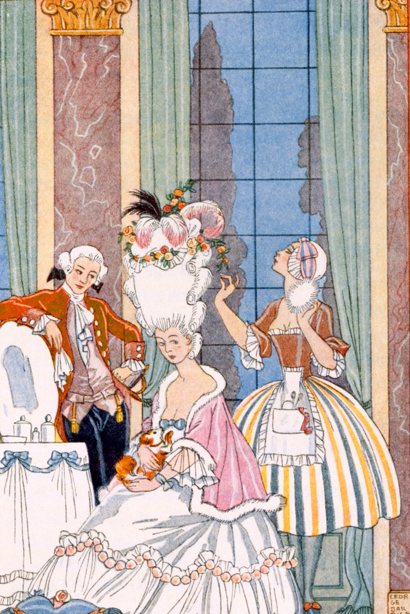 Frankrike på 1700-tallet, fra "The Art of Perfume", pub. 1912 (pochoir-trykk) av Georges Barbier