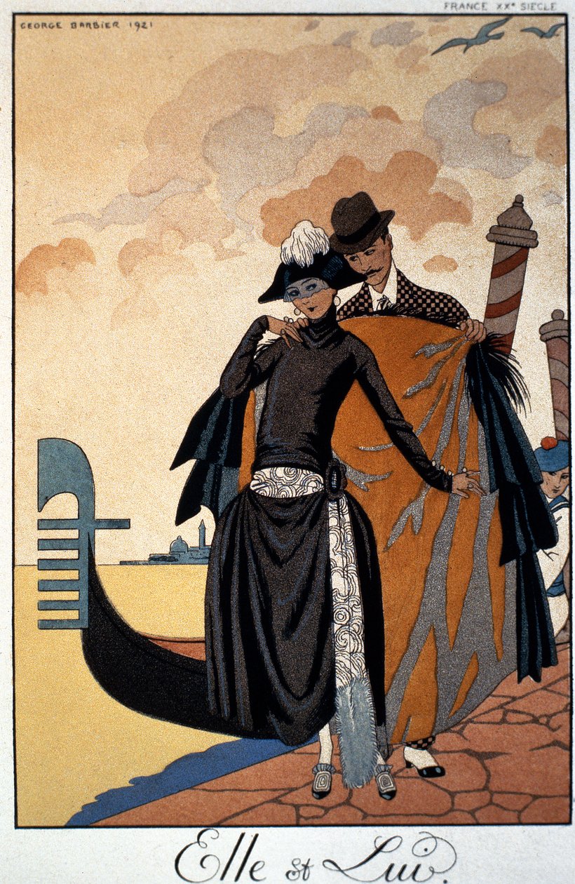Henne og ham, moteillustrasjon av Georges Barbier