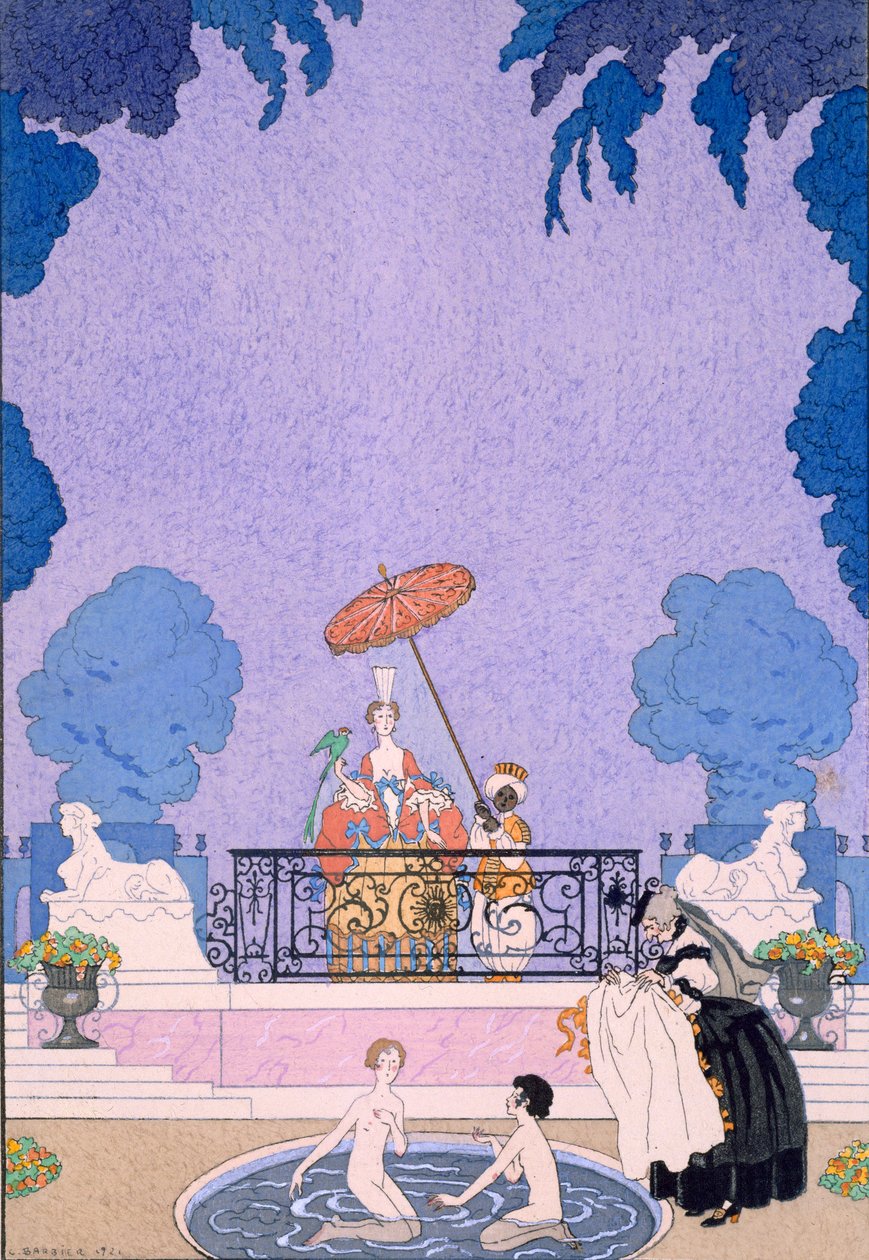 Illustrasjon fra en eventyrbok av Georges Barbier