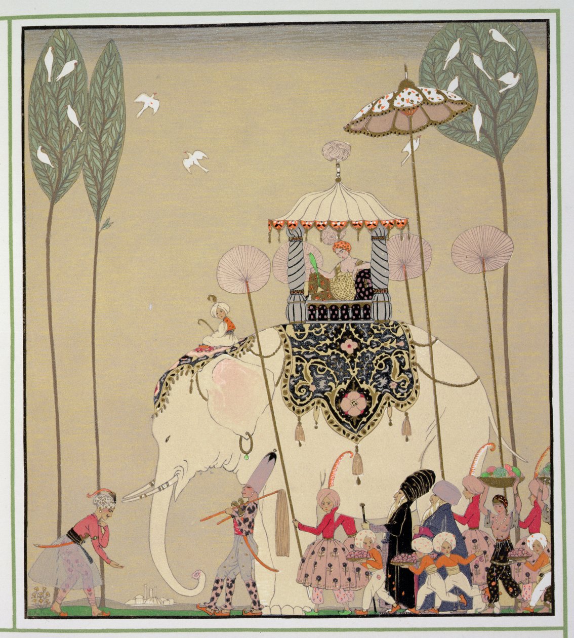 Imperial Procession (farge litho) av Georges Barbier