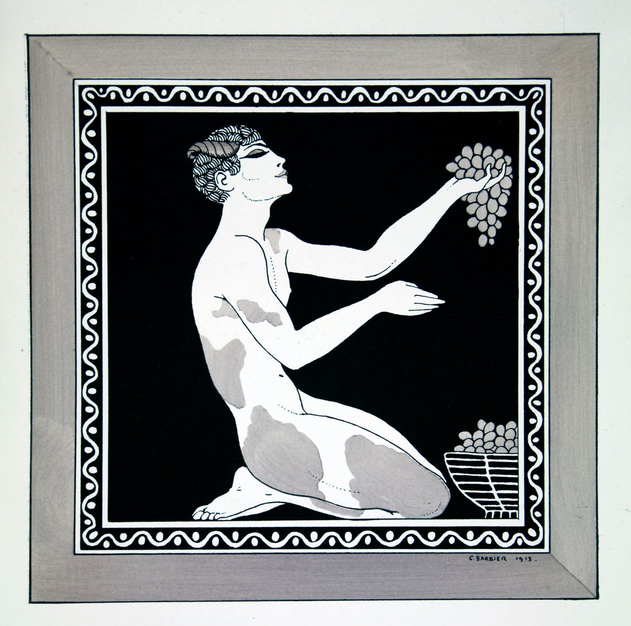 The Afternoon of a Faun fra serien 'Designs on the dances of Vaslav Nijinsky' (1889-1950). Georges Barbier (1882-1932), sjablongtrykk av Georges Barbier