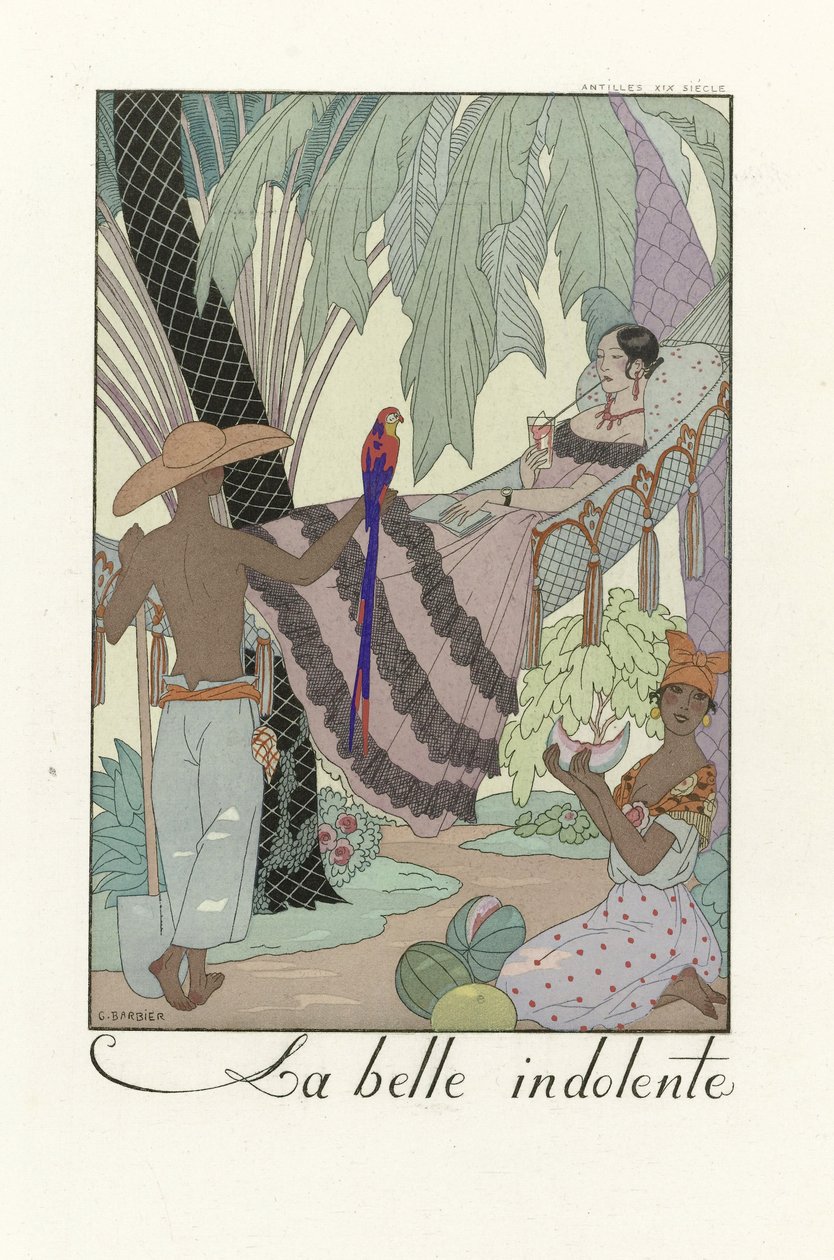 La Belle Indolent, pub. 1923 (stensiltrykk) av Georges Barbier