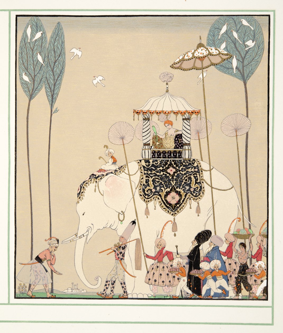 La Belle Missous fra Personages de Comedie, pub. 1922 (stensiltrykk) av Georges Barbier