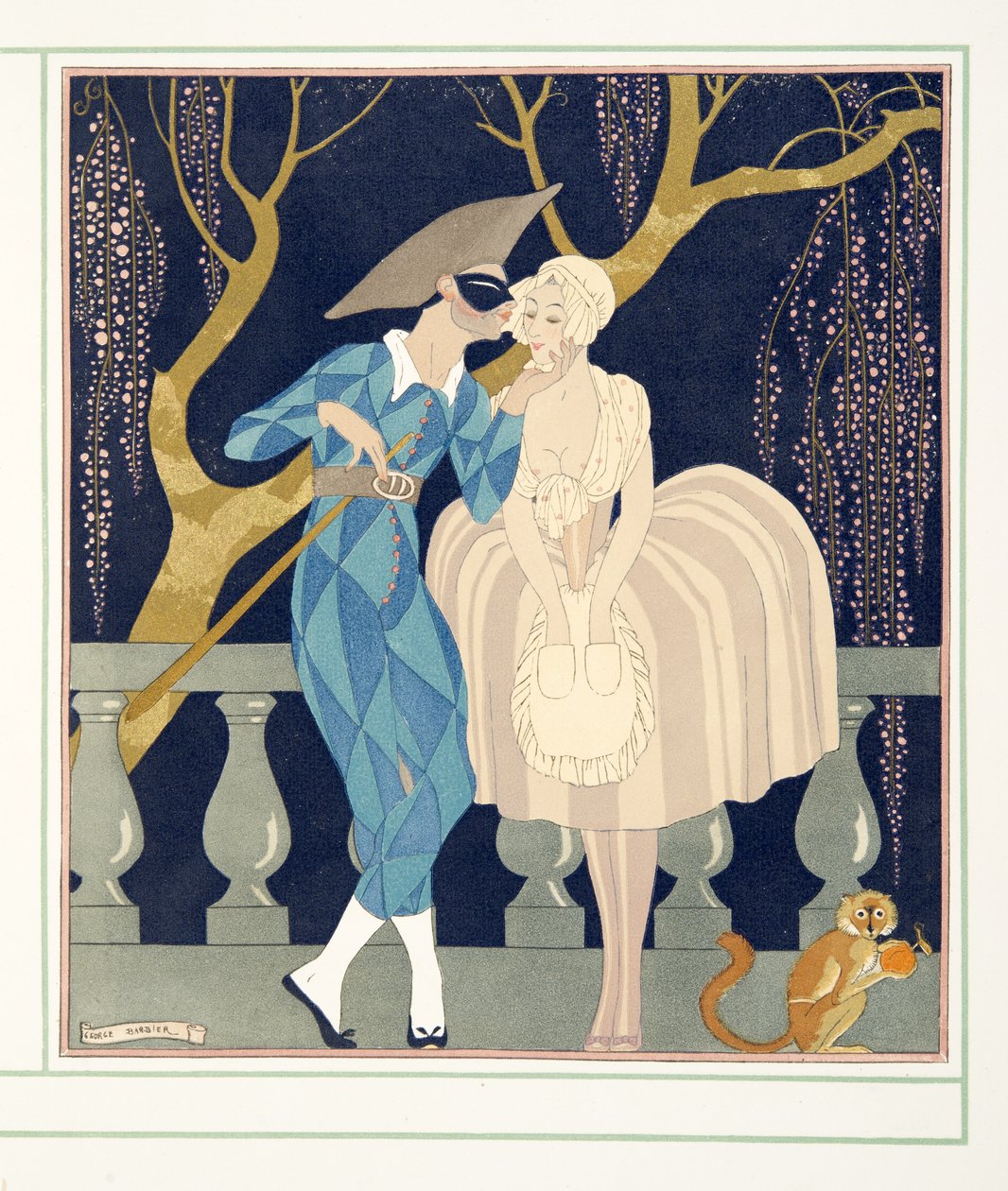 La Finette, fra Personages de Comedie, pub. 1922 (stensiltrykk) av Georges Barbier