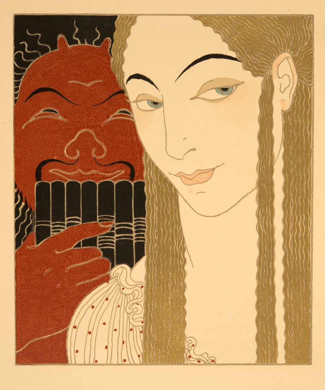 The Letter, illustrasjon fra Les Chansons de Bilitis, av Pierre Louys, pub. 1922 (stensiltrykk) av Georges Barbier