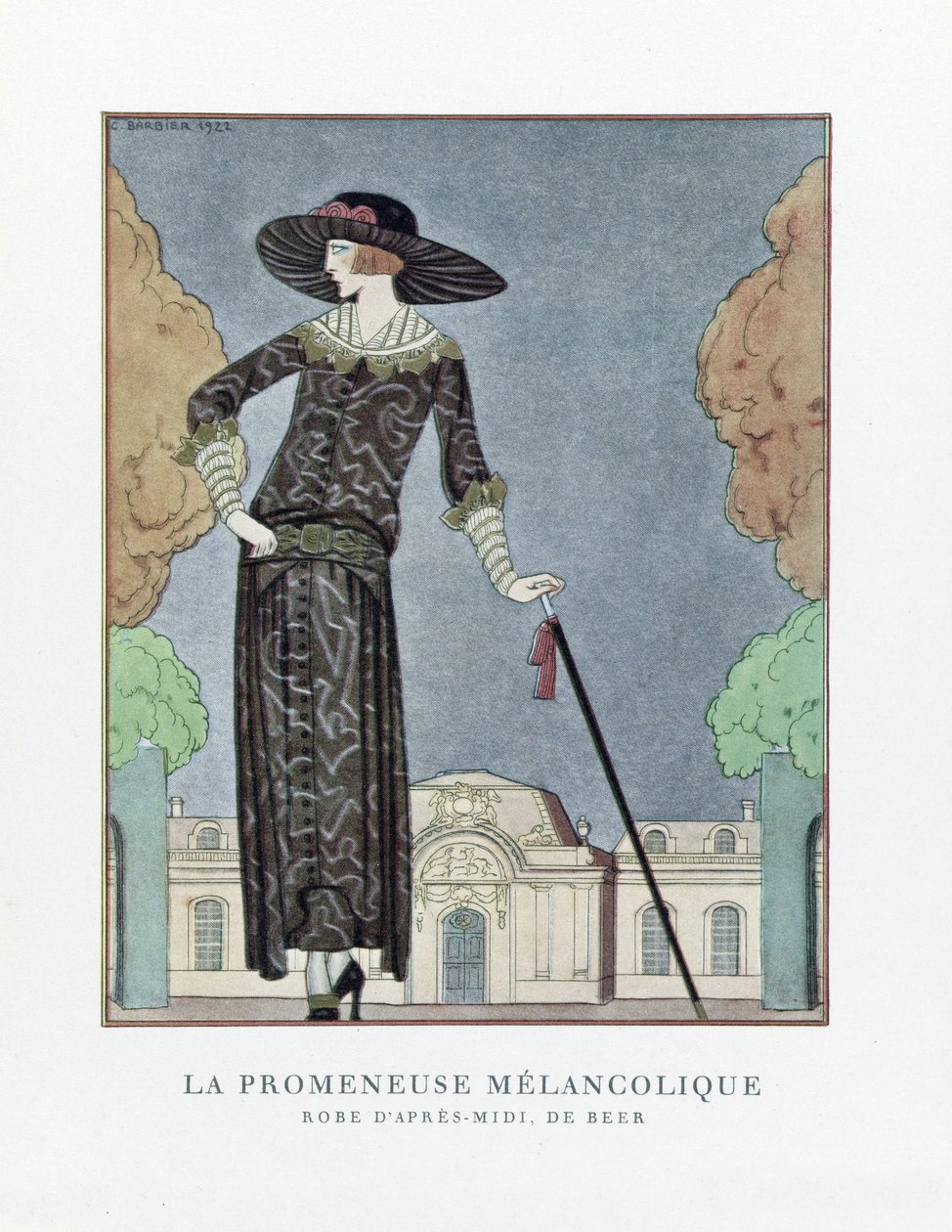 The Melankolic Walker, pub. 1922 (stensiltrykk) av Georges Barbier
