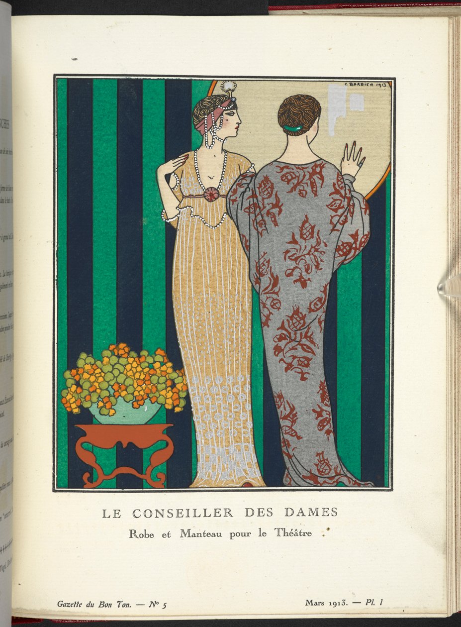 "Damenes rådgiver - kappe og kappe for teatret." av Georges Barbier