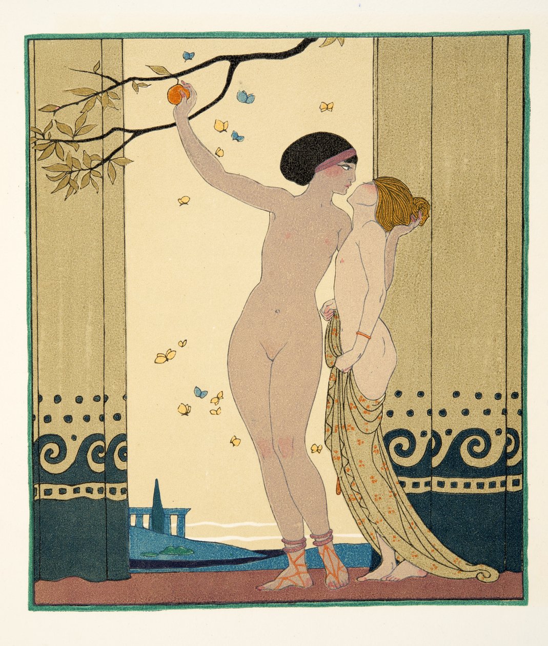 Råd, illustrasjon fra Les Chansons de Bilitis, av Pierre Louys, pub. 1922 (stensiltrykk) av Georges Barbier