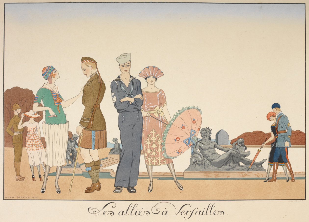 Les allierte i Versailles. Ulike representasjoner av soldater fra de allierte. av Georges Barbier