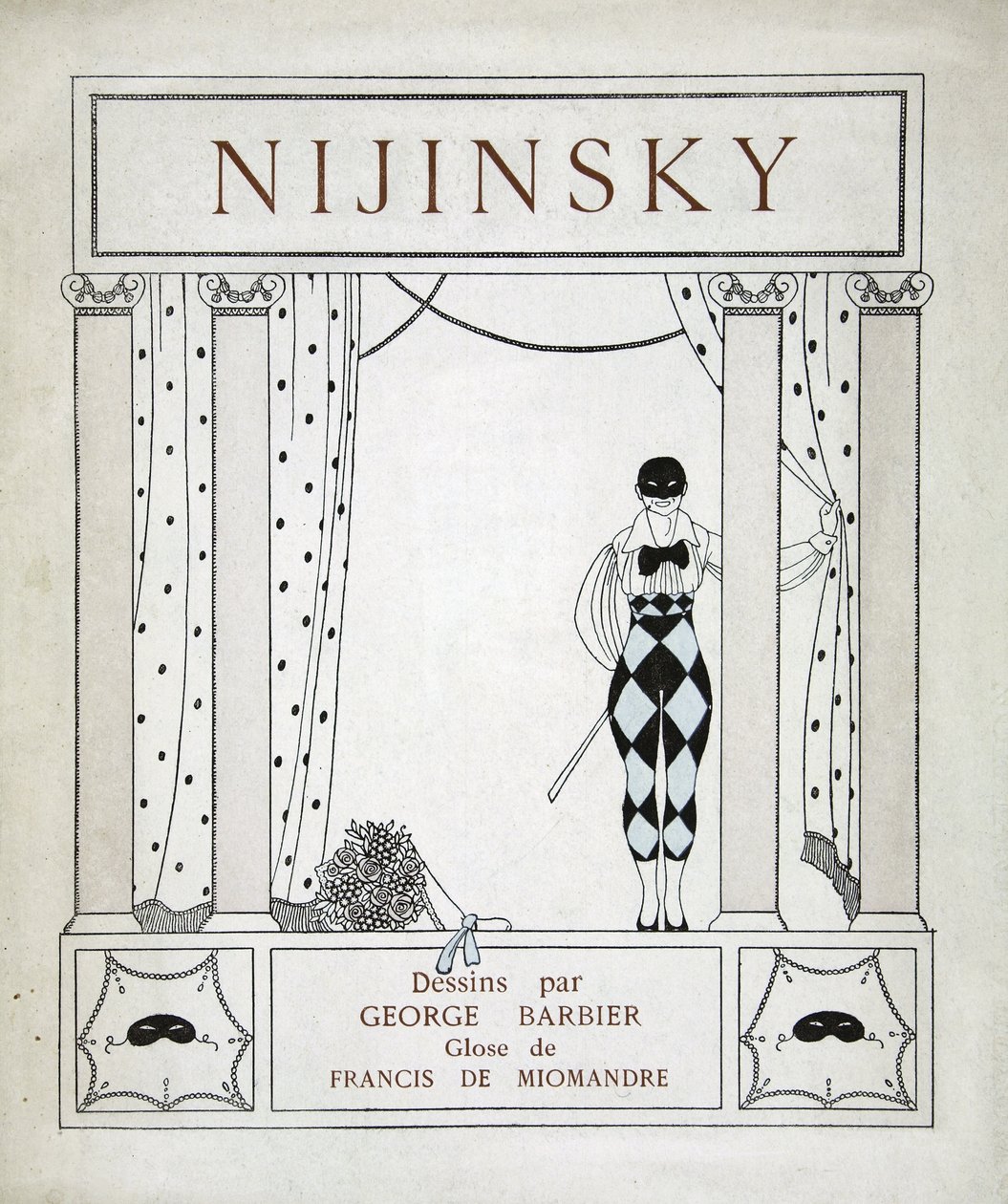 Nijinsky, Tittelside, fra serien "Designs on the dances of Vaskac Nijinsky" (Pochoir Print) av Georges Barbier