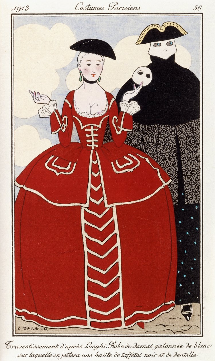 Parisiske klær: Fancy kjole etter Longhi av Georges Barbier