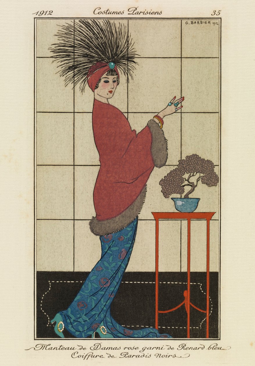 Tallerken fra 'Parisian Costumes' av Georges Barbier