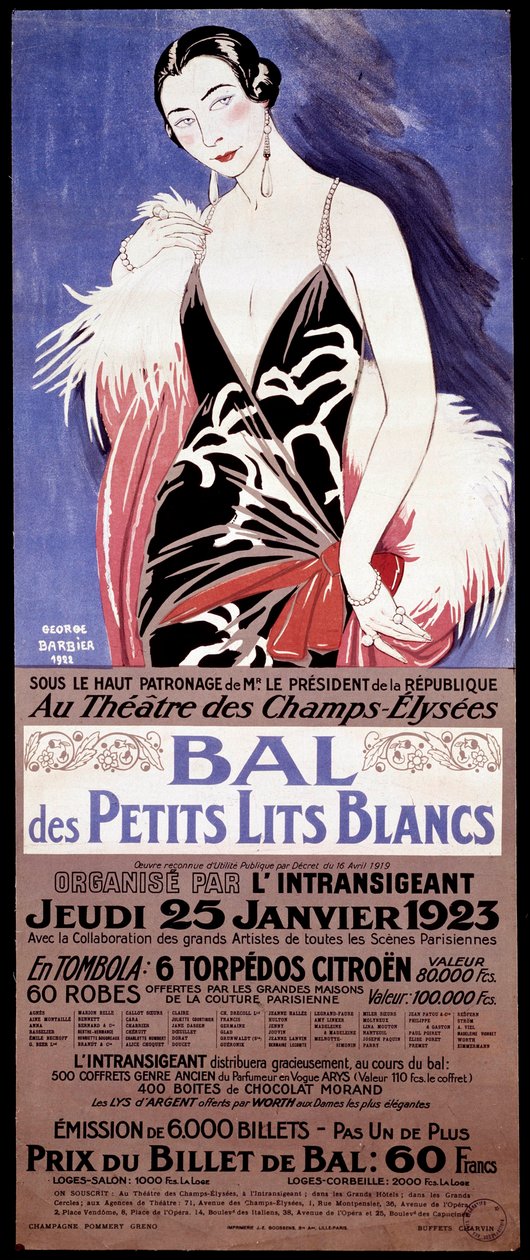 Plakat "" Au Theatre des Champs-Elysees - Le bal des petits lits blanc arrangeres av l