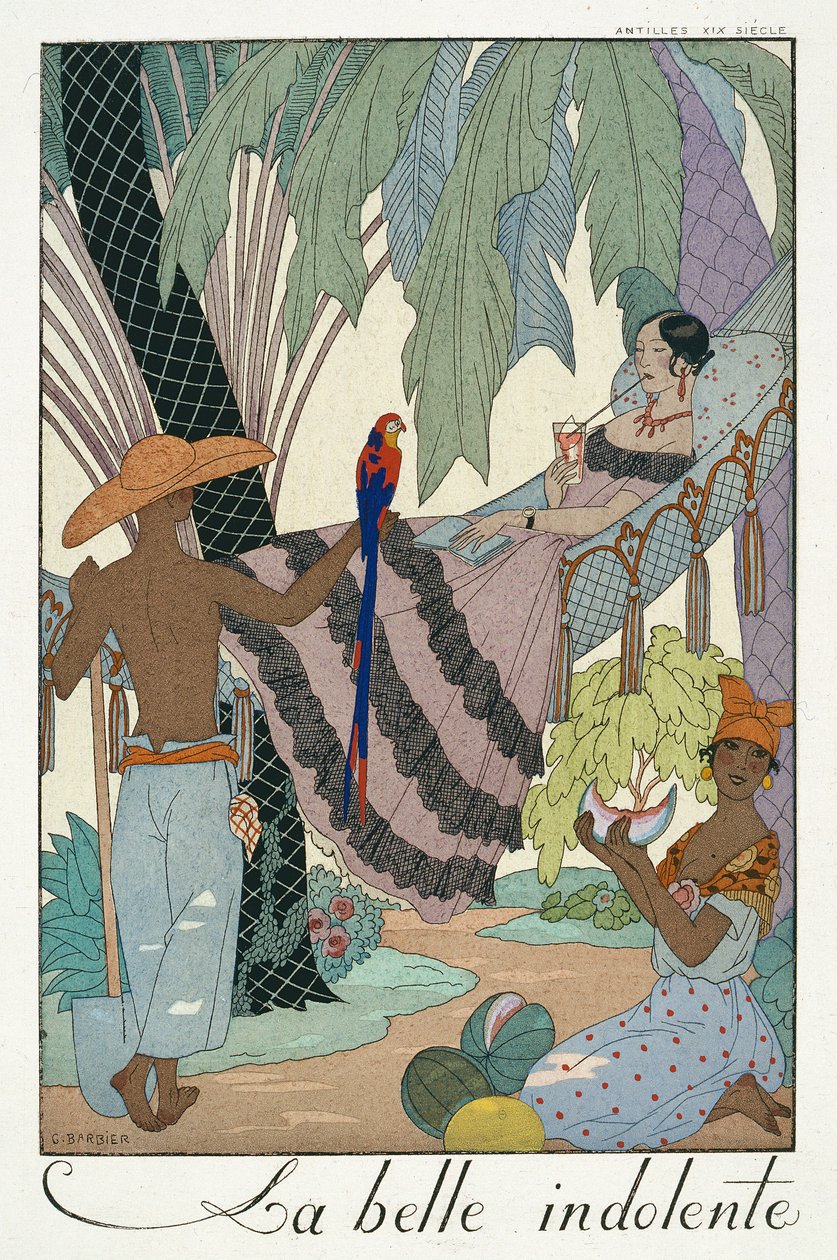 Den ledige skjønnheten (pochoir-trykk) av Georges Barbier