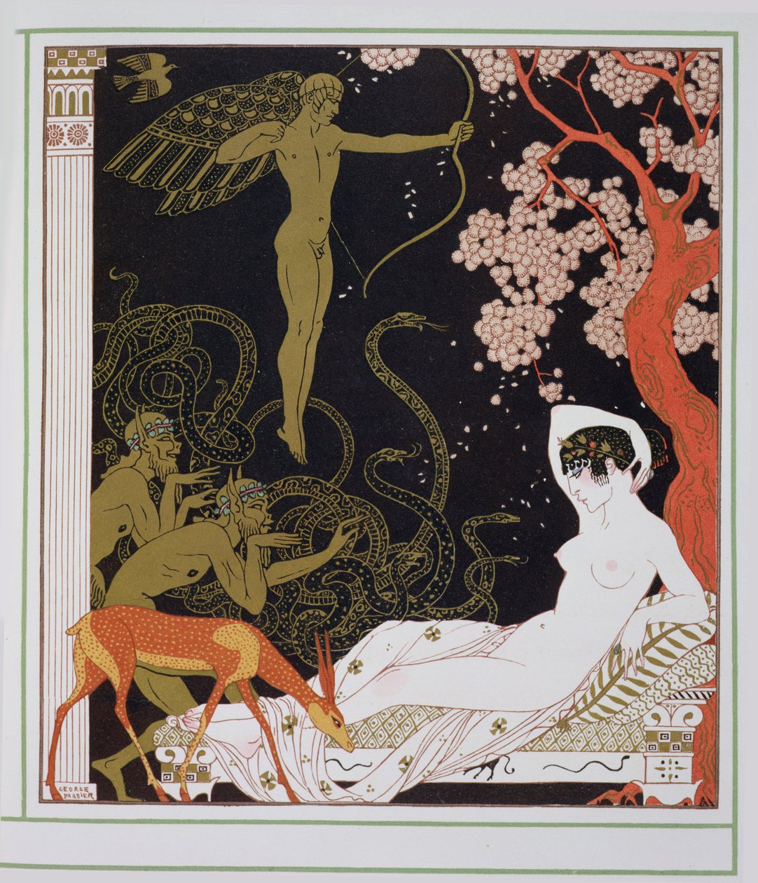 Venus, eller La belle Hélène (farge litho) av Georges Barbier