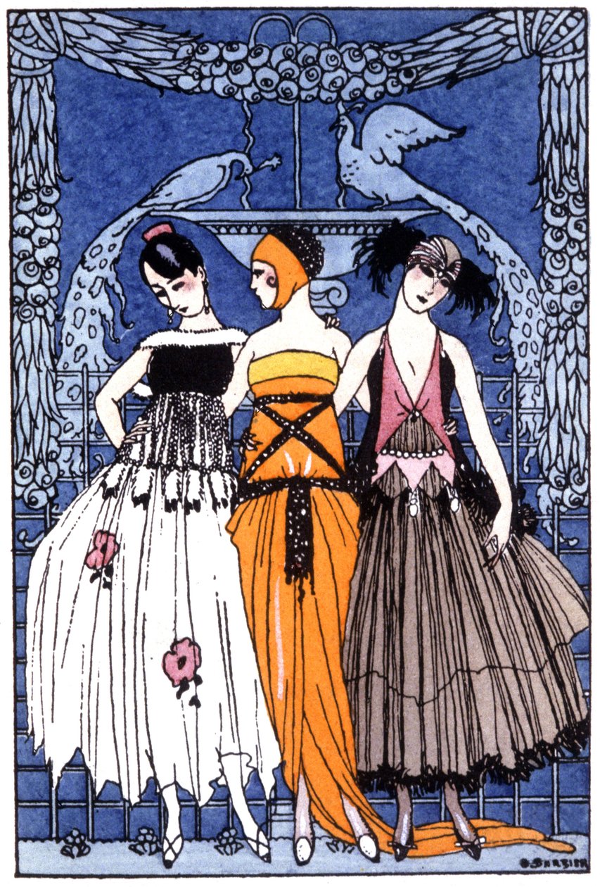 de tre nådene, ca. 1920 (gravering) av Georges Barbier