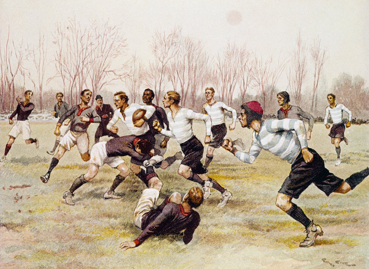 Fotball (Rugby), mesterskapskamp på Parc de Saint Cloud, Sportskalender, februar av Georges Bertin Scott
